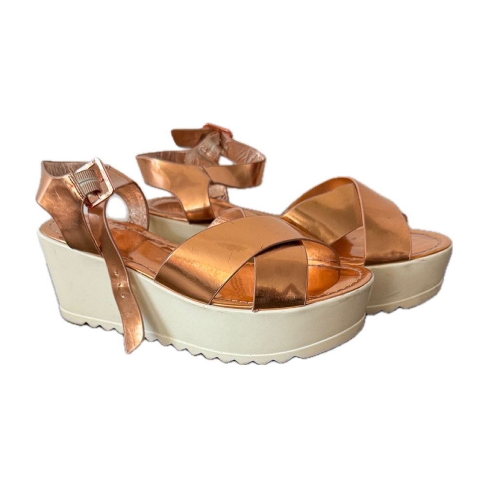 Material Girl Copper and White Platform Sandals